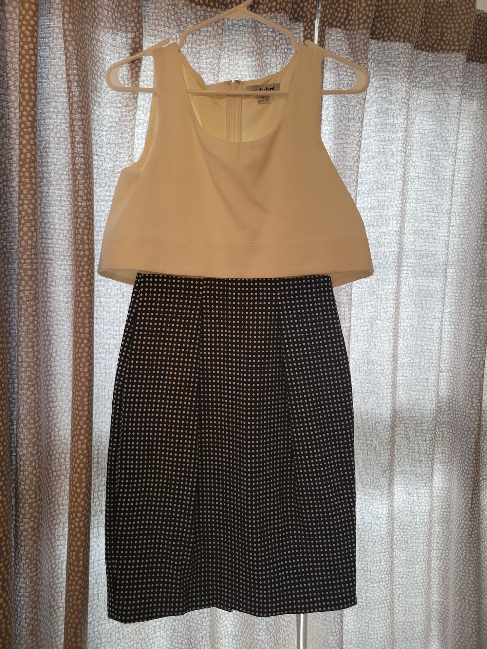 Wendy Bird Mod Dress White Top with Black Polka Dot Skirt Size 0